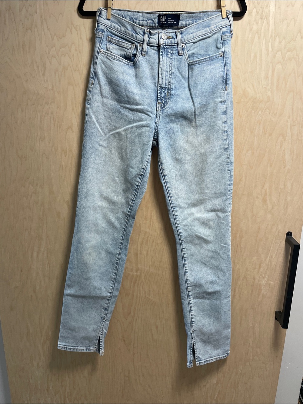 GAP Women's High-Rise Light Wash Jeans with Ankle Slit-LONG